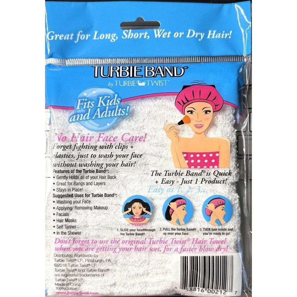 Turbie Band by Turbie Twist Cotton Beauty Head Band - White - One Size Fits